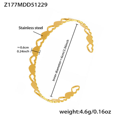 B廠【Z014】不鏽鋼心連心手鐲女簡約ins風鏤空設計幾何手環組合配件鍍18k真金
 26.01-1