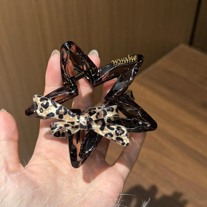 C廠【X541】豹紋醋酸蝴蝶結星星抓夾女大號髮量多髮夾2026後腦勺盤髮鯊魚夾子 26.07-1「C廠-單筆結帳需滿，NT$500出貨(不含運費)」