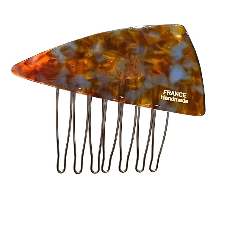 C廠【P111】醋酸藍棕三角髮梳髮夾女側邊碎髮瀏海夾高顱頂倒插梳新款百搭髮飾
 26.04-3