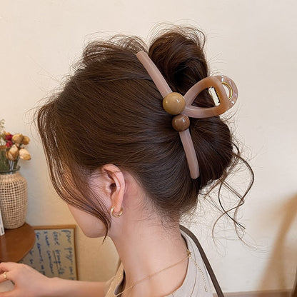 C廠【X141】高品質咖色珠珠抓夾女大號鯊魚夾高級感髮量大盤髮夾2026新款頭飾
 26.04-3