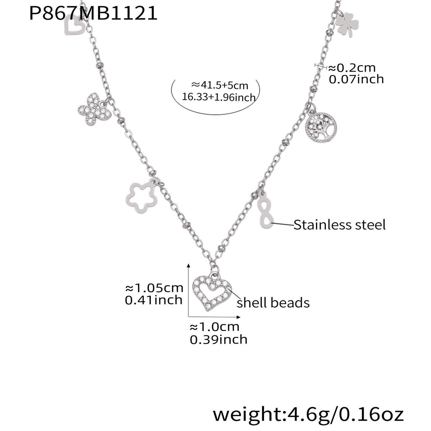 B廠【P874】跨境新款靈動愛心滿鑽鋯石吊墜雙層鎖骨項鍊不鏽鋼鍍18k金
 25.11-4