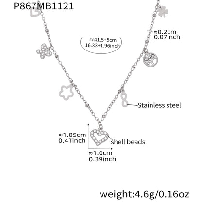B廠【P874】跨境新款靈動愛心滿鑽鋯石吊墜雙層鎖骨項鍊不鏽鋼鍍18k金
 25.11-4