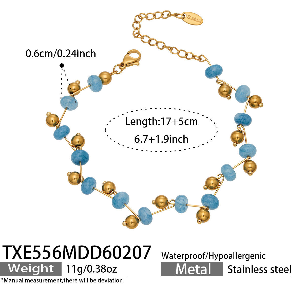 B廠【TXP556】歐美ins小眾時尚設計天然切割水晶石手工項鍊手鍊套裝不鏽鋼飾品
 26.03-2