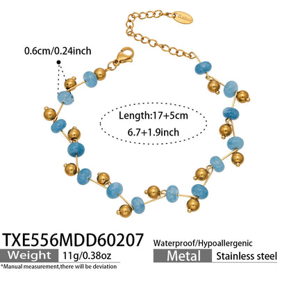 B廠【TXP556】歐美ins小眾時尚設計天然切割水晶石手工項鍊手鍊套裝不鏽鋼飾品
 26.03-2