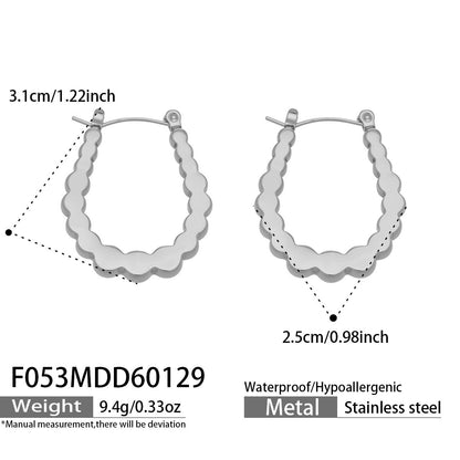 B廠【F053】歐美跨境熱銷款幾何U型凹凸耳環不鏽鋼鍍18k真金簡約時尚百搭耳飾
 26.02-1