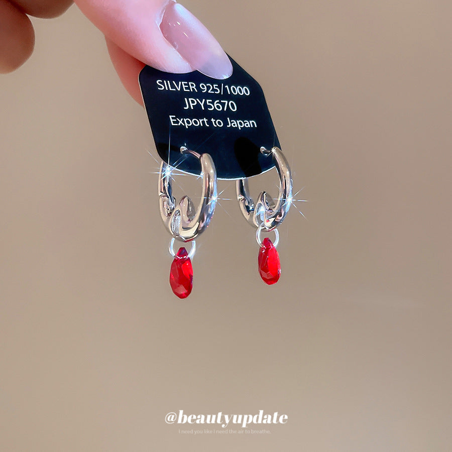 A廠【HE29200】新款水晶U形水滴吊墜扣個性小眾潮流甜酷風耳環輕奢高級感耳飾
 25.11-1