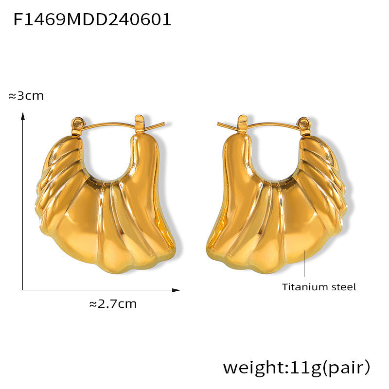 B廠【F1469】歐美爆款時尚復古小眾個性耳環鈦鋼鍍18K真金空心異形翅膀耳環女 24.06-1