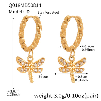 B廠【Q018】歐美輕奢風微鑲鋯石蜻蜓帶鑽耳環小眾幾何耳骨夾耳環耳飾女 25.08-5