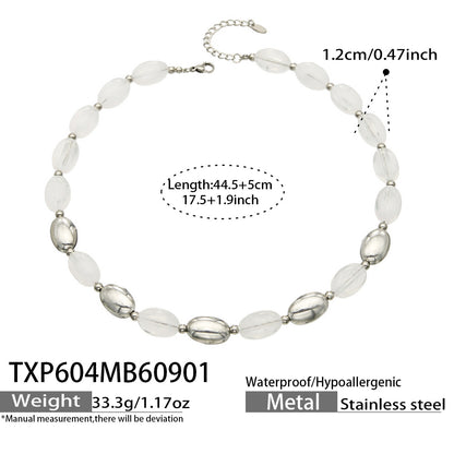 B廠【TXP604】歐美跨境多巴胺串珠不銹鋼鍍金項鍊時尚百搭甜美鎖骨鏈手鍊女套裝
 26.09-1
