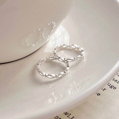 E廠【XDQ8308R】S925純銀韓版幾何鏤空尾戒女簡約個性橢圓素圈戒指開口指環潮
 26.01-4