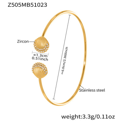 B廠【Z503】超閃5A鋯石鋼珠開口彈力繩手鐲不鏽鋼材質鍍18k真金不掉色
 25.10-5