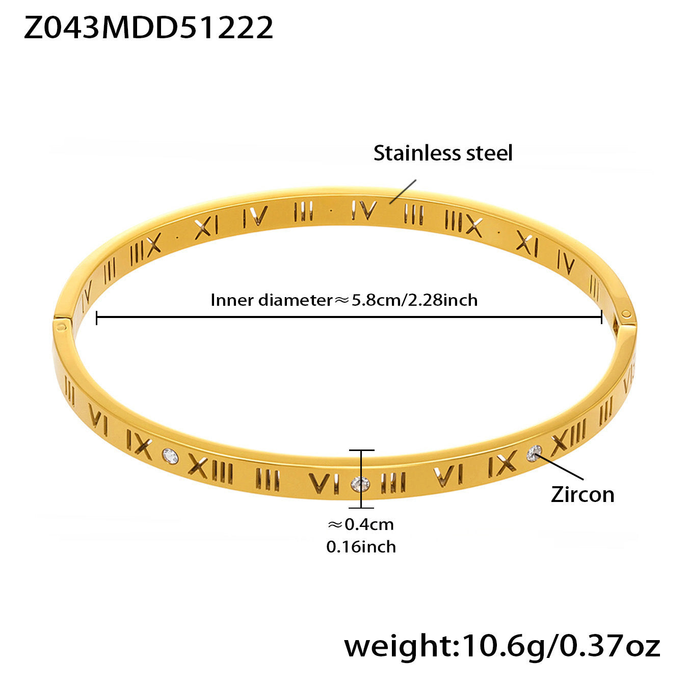 B廠【Z043】不鏽鋼鑲鋯石壓克力卡扣手環組合跨境首飾個性簡約飾品鍍18k真金
 26.01-1