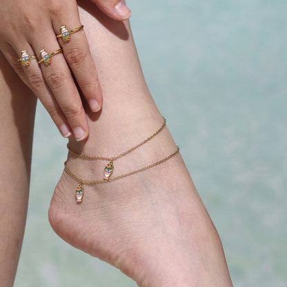 B廠【TXP319】不鏽鋼飾品彩色雪糕小可愛項鍊手鍊耳環戒指組18k金 25.07-3