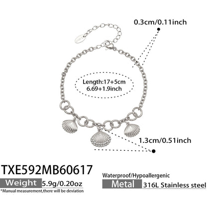 B廠【TXP592】海洋沙灘風小貝殼微鑲鋯石DIY吊墜項鍊手鍊首飾組不鏽鋼鍍18k金
 26.06-4