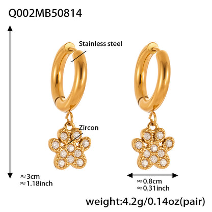 B廠【Q001】跨境飾品不鏽鋼5A鋯石滿鑽耳環鍍18k真金時尚百搭耳飾組合 25.08-5