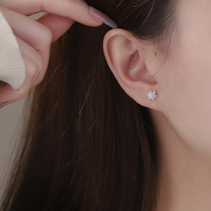 D廠【YC2075E】S999足銀雪花耳環冬季爆款簡約高級感氣質精緻養耳洞耳飾 25.01-2