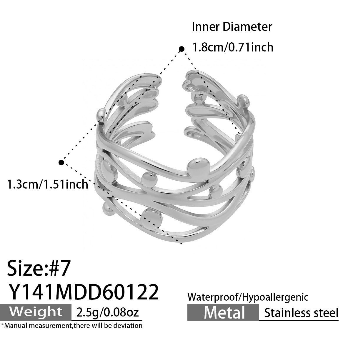 B廠【Y136】歐美ins簡約設計幾何型素圈戒指組合不鏽鋼鍍金小眾時尚開口指環
 26.01-4