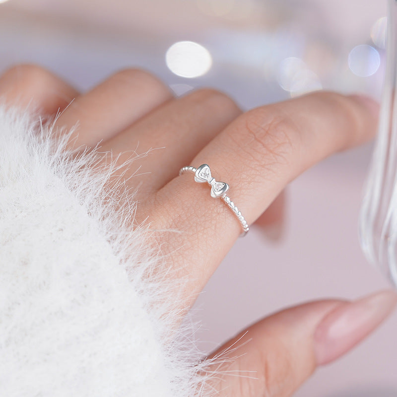 E廠【YC4816R】S925純銀甜美蝴蝶結戒指女輕奢可愛清新文藝溫柔文藝手飾
 25.10-3