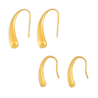 B廠【F315】水滴形耳鉤耳環極簡小眾設計感不鏽鋼PVD鍍18K真金跨境耳飾 25.03-4