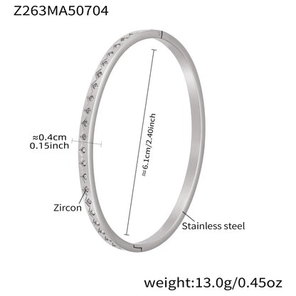 B廠【Z024】跨境新款簡約鈦鋼時尚鑲鑽素圈手鐲女歐美時尚女士手鐲手飾 25.07-2
