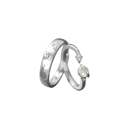 D廠【YC4064R】S999足銀可愛太空人情侶對戒卡通小眾清新簡約個性戒指 25.07-2