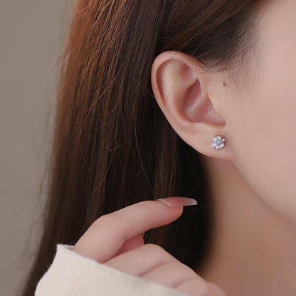 D廠【YC2858E】S925純銀花朵螺絲直針耳環淡雅小清新甜美氣質文藝風耳飾 25.01-2