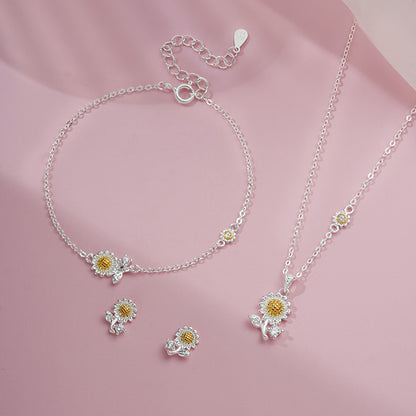 D廠【YC3104N】原創S999足銀葵之韻套裝簡約甜美小眾田園風氣質鎖骨鏈 25.02-2