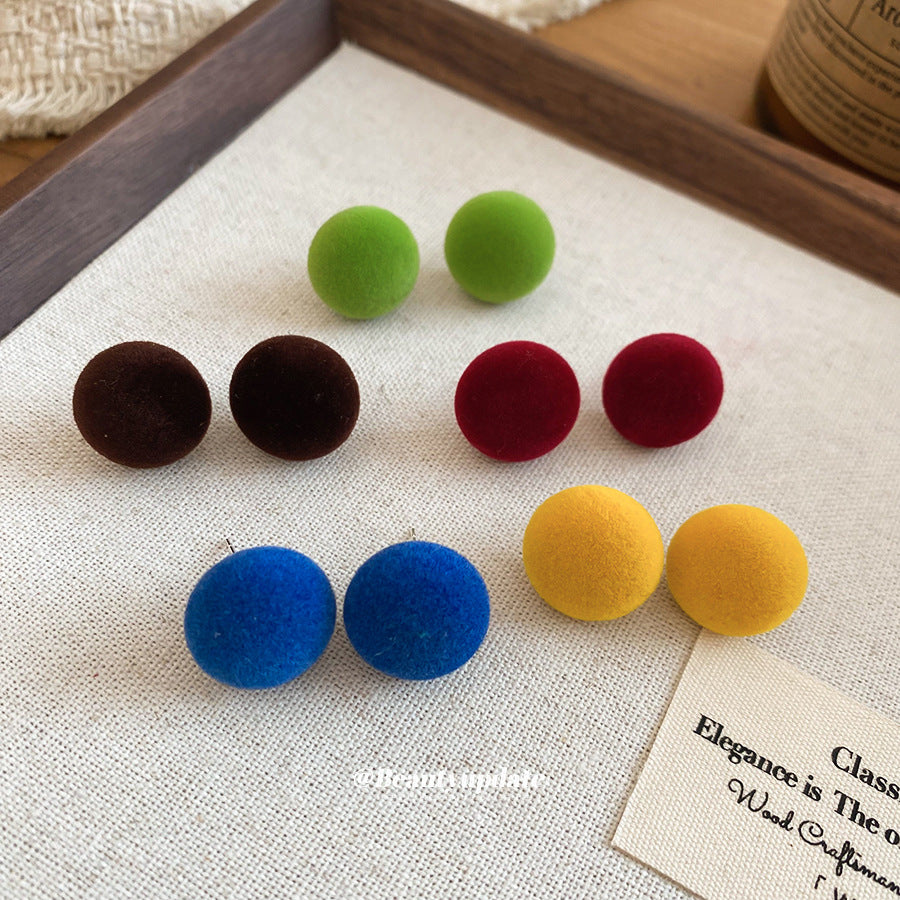 A廠【HE29226】925銀針布藝植絨圓形耳環簡約小眾氣質耳環輕奢高級感百搭耳環
 25.11-1