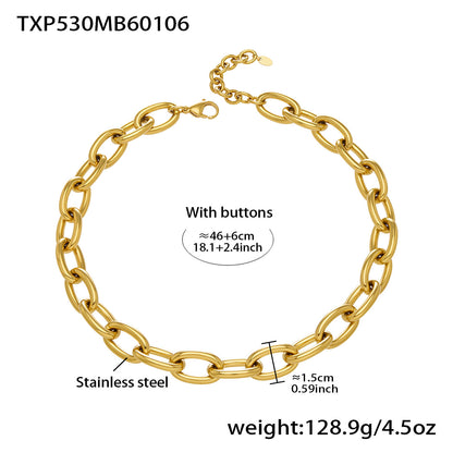 B廠【TXP530】歐美ins嘻哈風粗鏈條項鍊手鍊套裝不鏽鋼鍍18k真金簡約輕奢設計感
 26.01-2