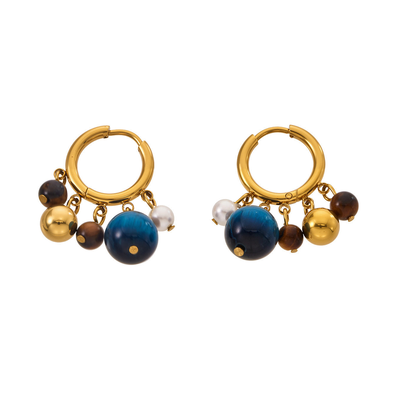 B廠【F1587】美拉德復古天然虎眼石流蘇耳環不鏽鋼鍍18k真金個性時尚百搭耳飾
 26.04-3