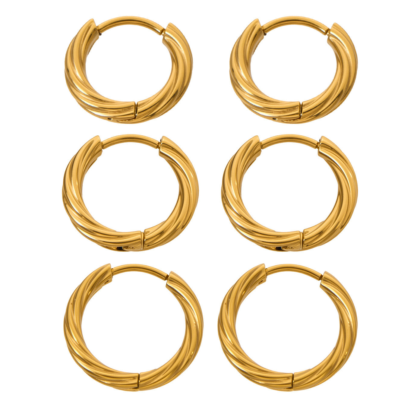 B廠【F1593】亞馬遜熱賣不鏽鋼鍍18k金扭紋耳圈小眾高級感輕奢耳飾不掉色
 26.04-3