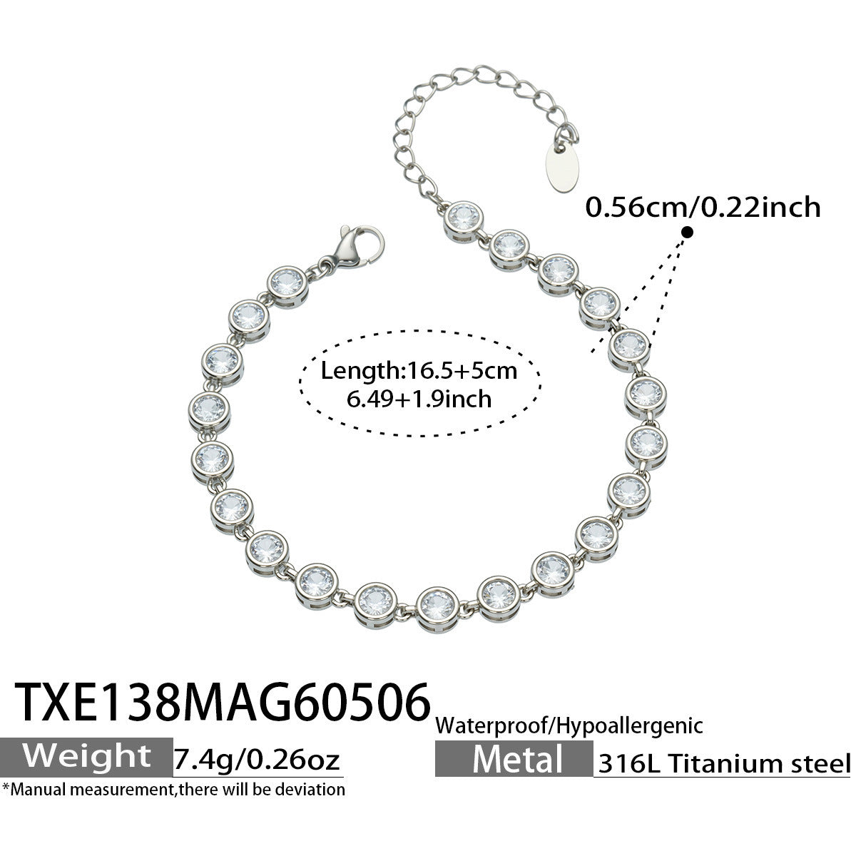B廠【TXP138】chic奢華5A圓彩鋯石拼接項鍊手鍊套組不鏽鋼鍍18k金精緻時尚飾品
 26.05-2