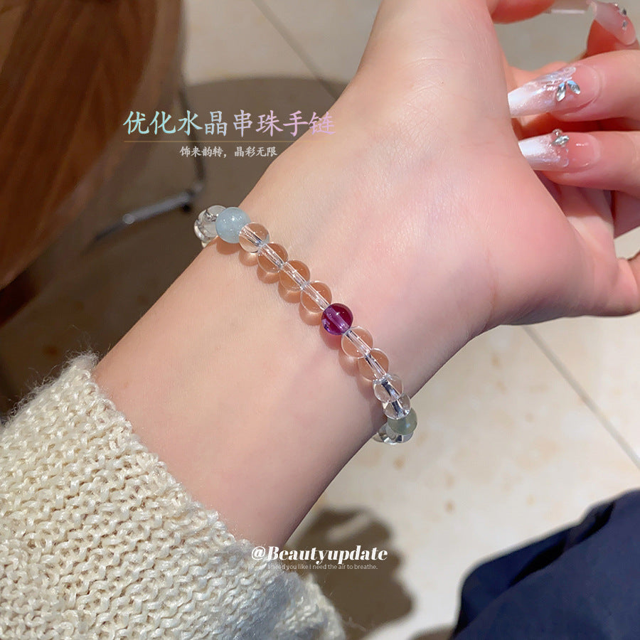 A廠【HB4042】夏日天然優化水晶串珠手鍊女小眾百搭水晶手串時尚高級感手飾手環 25.06-1