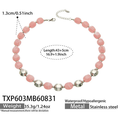 B廠【TXP603】歐美輕奢風不銹鋼金珠復古樹脂彩色手飾小眾手鍊項鍊女套裝飾品
 26.09-1