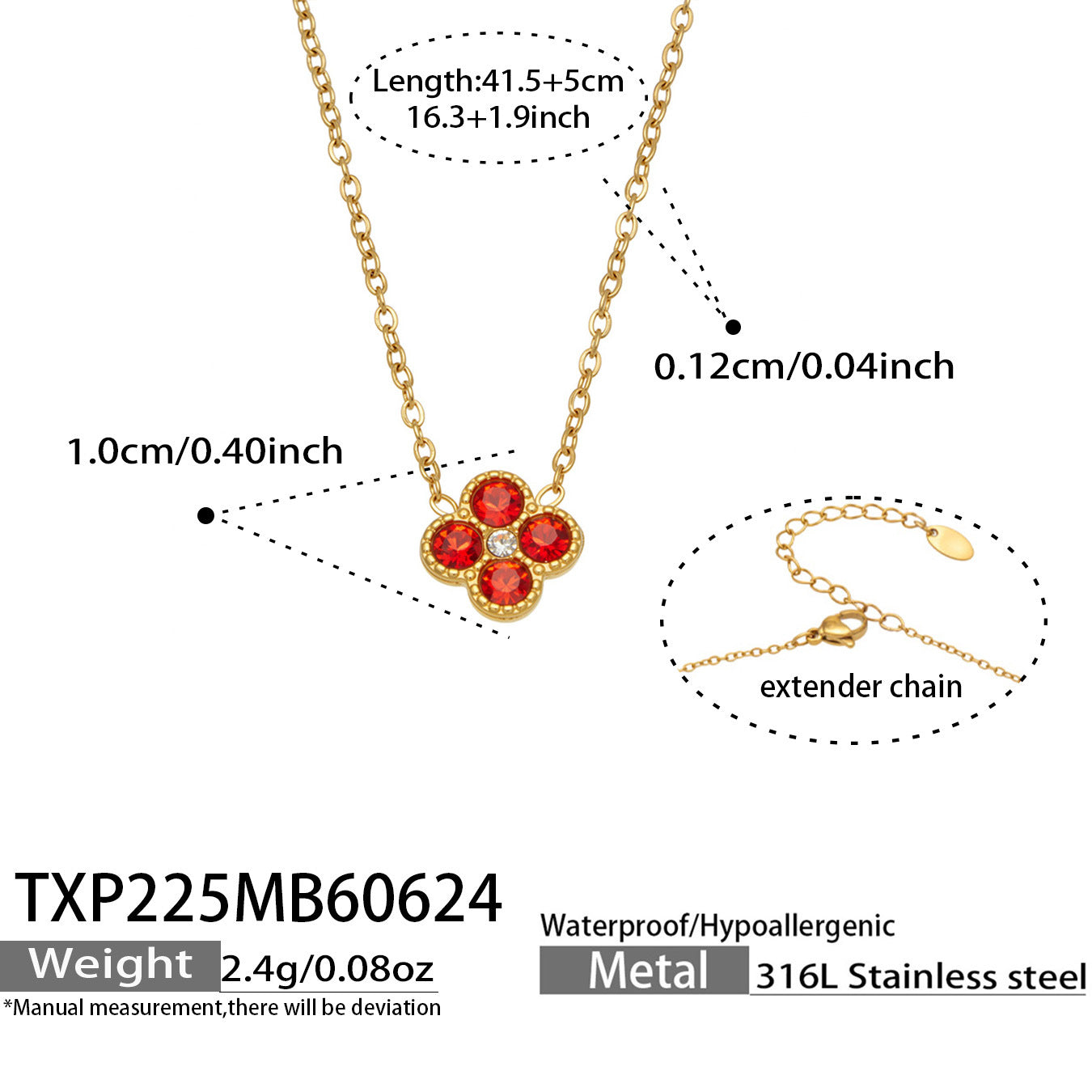 B廠【TXP225】跨境時尚花朵鑲水鑽耳釘ins小眾精緻女士項鍊首飾套裝不銹鋼飾品 26.07-1