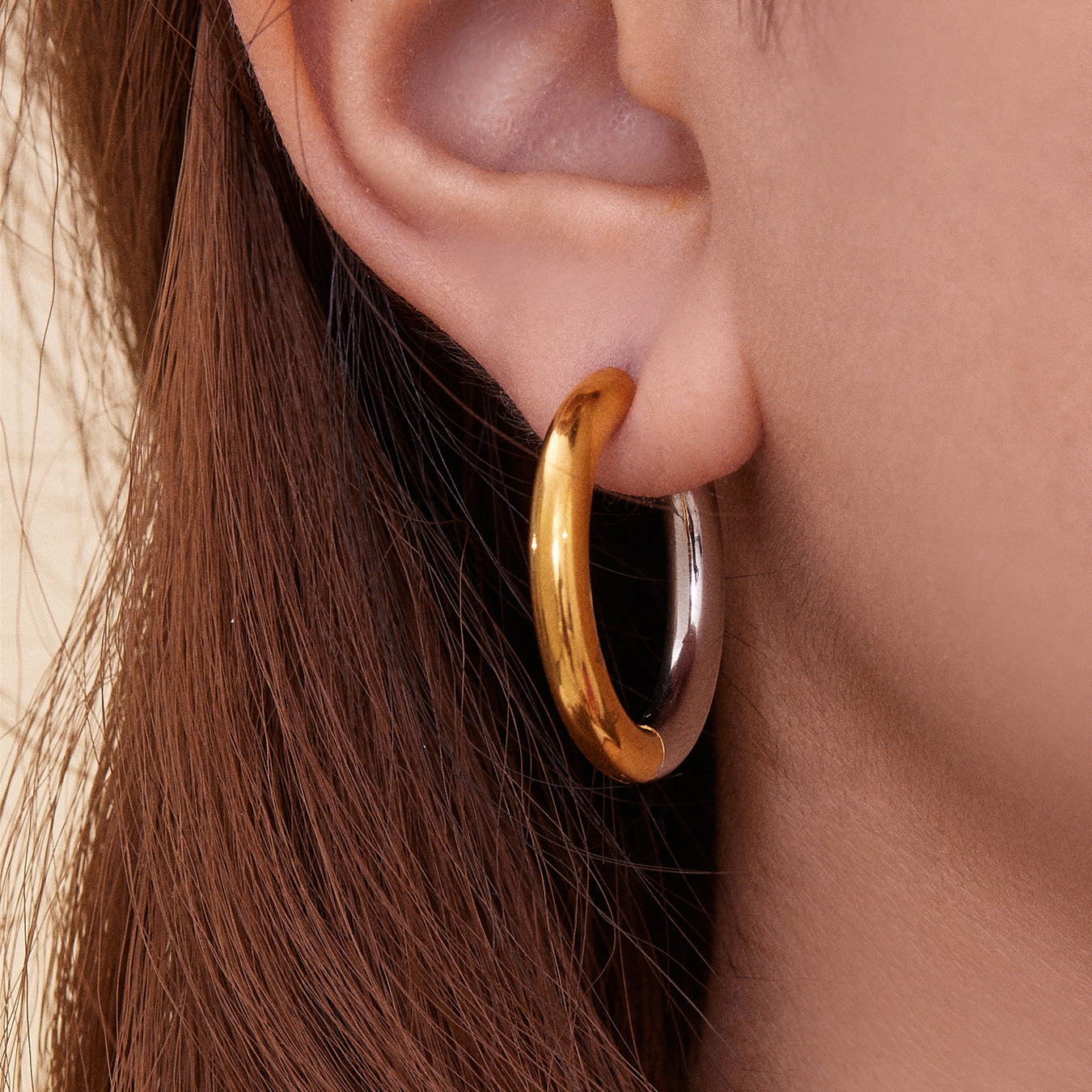 B廠【F715】INS誇張圓圈簡約耳圈個性百搭網紅耳環不鏽鋼鍍18k真金飾品
 25.11-1