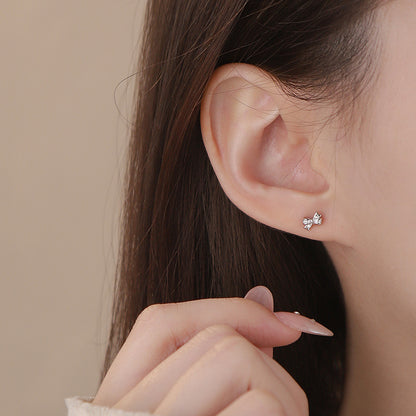 D廠【YC7697E】S925純銀蝴蝶結耳環簡約森系藝術甜美少女精緻養耳洞耳飾 25.03-4