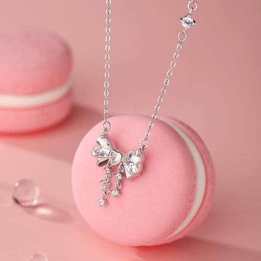 D廠【YC2305N】足銀S999蝴蝶結流蘇項鍊甜美溫柔韓風清新小眾輕奢吊墜鎖骨鏈
 26.03-1