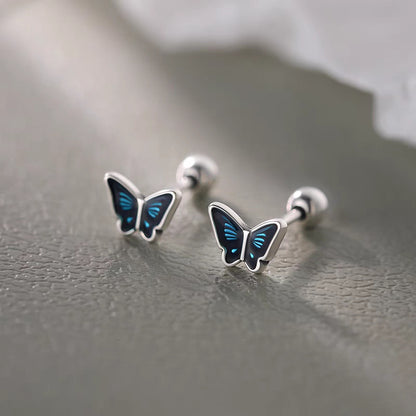 D廠【YC2211E】S999足銀蝴蝶螺絲耳環做舊文藝復古簡約獨特養耳洞耳飾 25.03-4