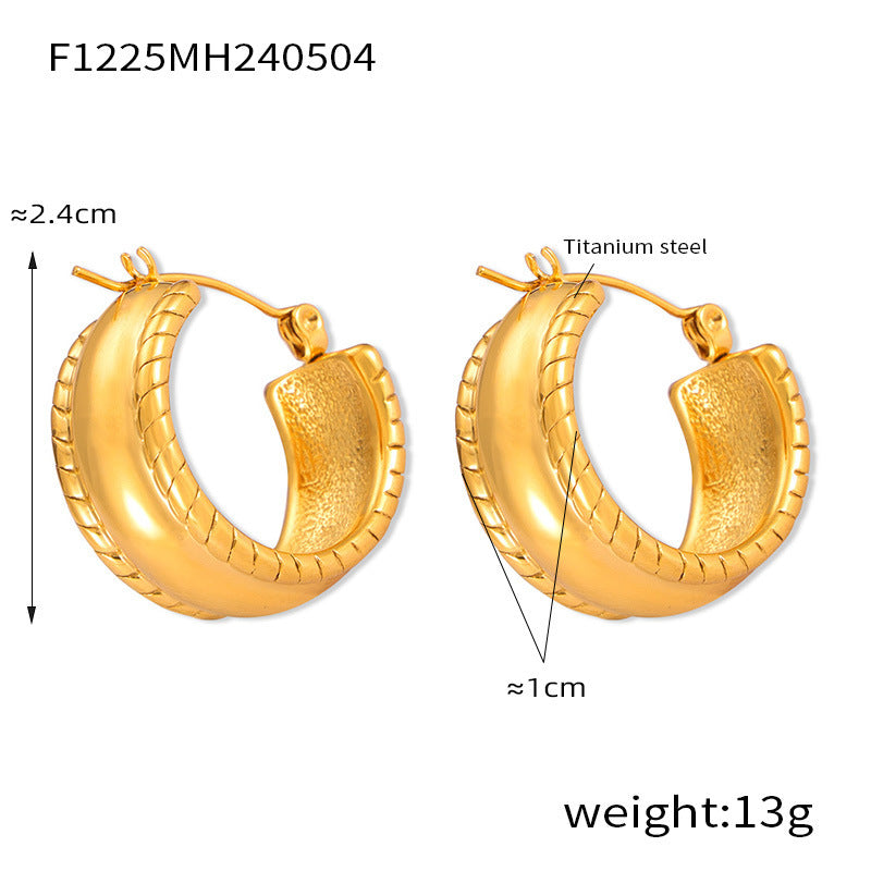 B廠【F1222-F1225】歐美跨國熱銷時尚交叉幾何個性鈦鋼鍍金耳環輕奢氣質冷淡風女耳飾 24.05-2