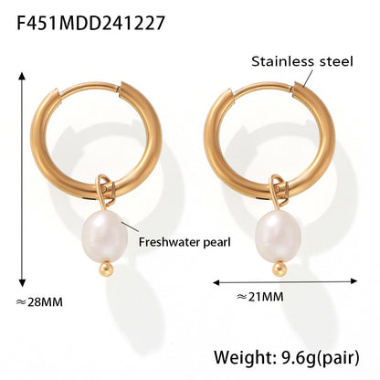 B廠【P1217】巴洛克淡水珍珠OT扣項鍊手鍊小眾珍珠吊墜耳環時尚飾品套裝 25.01-4