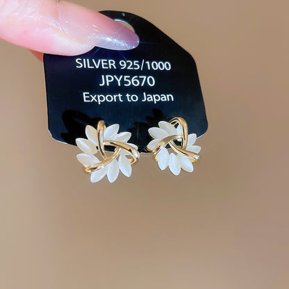 A廠【HE27712】18k真金電鍍925銀針貓眼石旋渦花形耳環宮廷風耳環輕奢高級感耳飾女 25.07-2