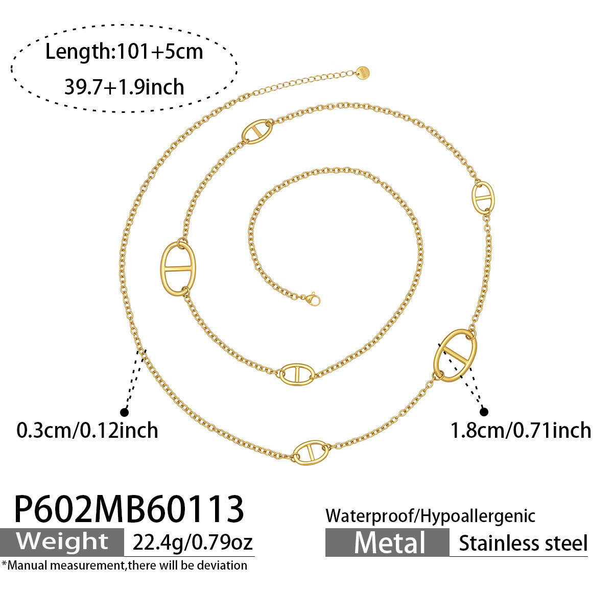B廠【P602】歐美簡約氣質日字長款Y型毛衣鏈雙層疊戴項鍊不鏽鋼鍍18k真金飾品
 26.01-3
