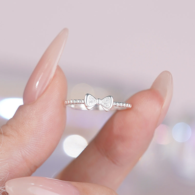 E廠【YC4816R】S925純銀甜美蝴蝶結戒指女輕奢可愛清新文藝溫柔文藝手飾
 25.10-3