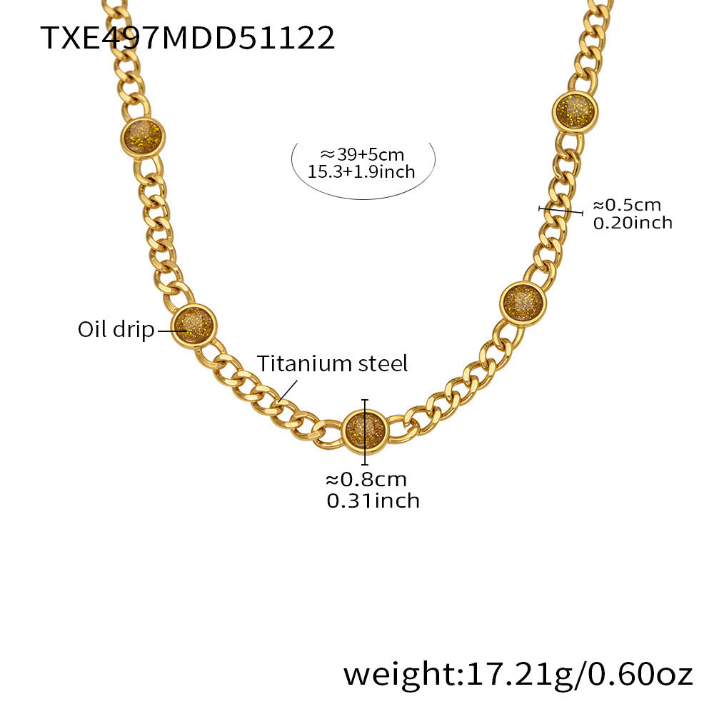 B廠【TXP496】歐美熱銷款仿珍珠流蘇項鍊手鍊不鏽鋼鍍18k金ins小眾設計首飾套裝
 25.11-4