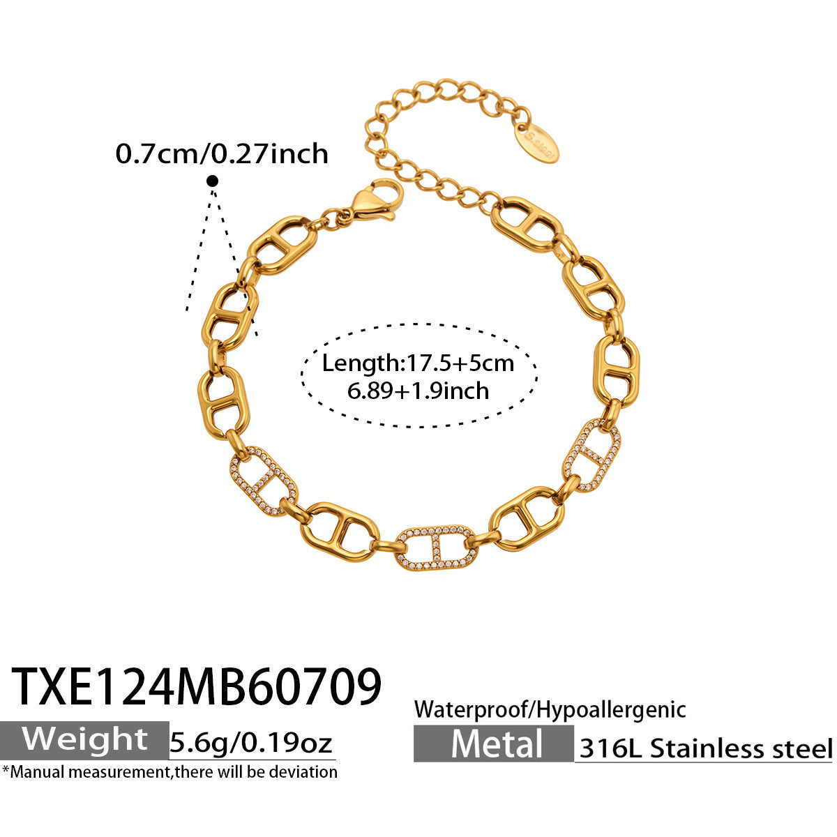 B廠【TXP124】跨境個性高級感日字鋯石項圈不銹鋼鍍18k金 時尚新款手鍊項鍊組合 26.07-3