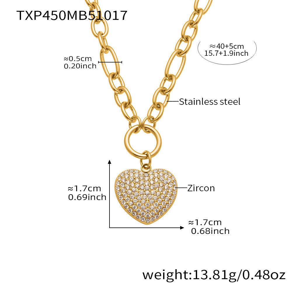 B廠【TXP450】5A鋯石皇冠愛心滿鑽開口戒指項鍊耳環組不銹鋼鍍18k真金
 25.10-4