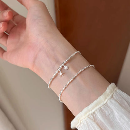 E廠【DQ0374S】925純銀小眾精緻海星貝殼碎銀子手鍊女輕奢ins仿珍珠百搭手飾
 25.08-5