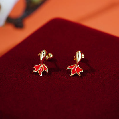 D廠【YC8690E】S999足銀上岸錦鯉防掉螺絲耳環本命年鴻運精緻耳飾 25.01-4