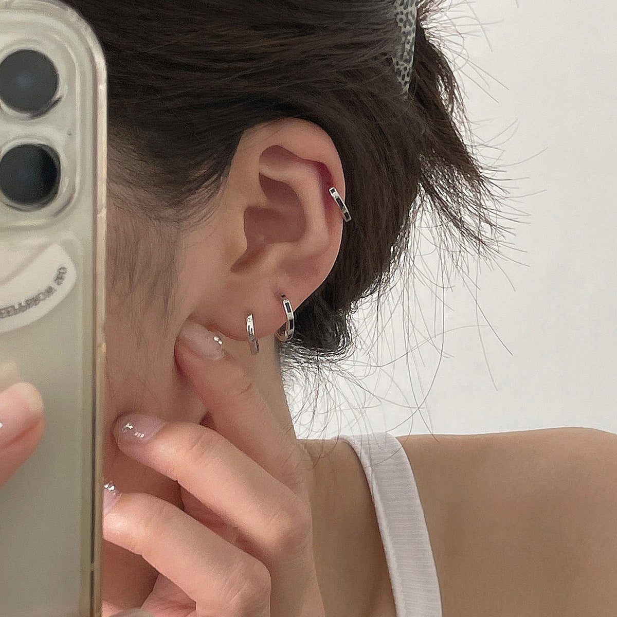 E廠【XDQ10321E】S999純銀復古個性黑色滴油耳環小眾高級感素圈耳環百搭耳飾女
 26.01-1